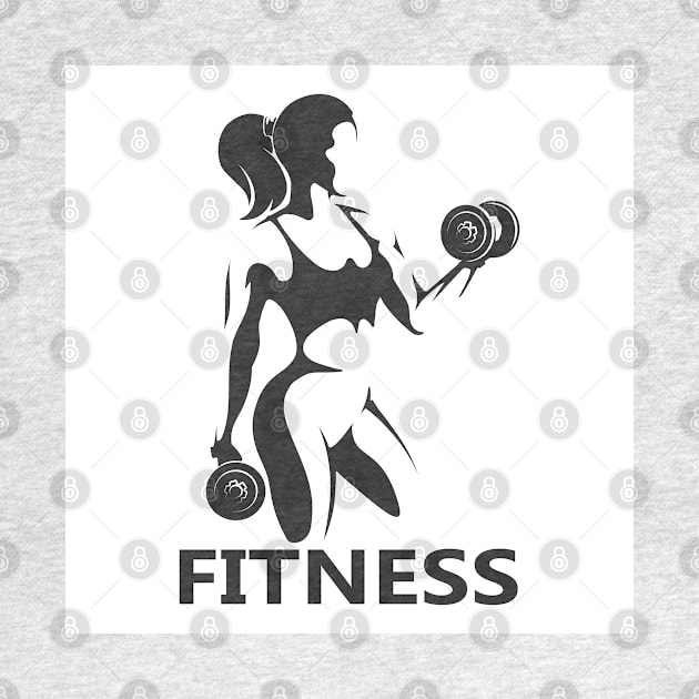 Fitness Monochrome logo. Girl with Dumbbells by devaleta